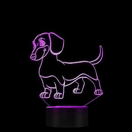 Mäyräkoira LED yövalo 3D koristeellinen valaistus värin vaihtava akryylilamppu lahja koiran ystäville