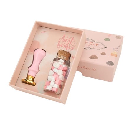 Vintage Voks Segl Stempel Kit DIY Håndverk Konvolutt Brev Forsegling Voks Rosa Dekor