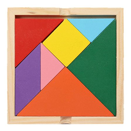 Træblokke Puslespil Hjernetræningslegetøj til børn Baby Glat overflade Farverig 3d Tangram stiksav