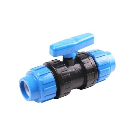 Kugleformet bushel ventil til 25 mm vandrørsfittings - 25mm PN10 kompressionsventil - Kuglehane kompatibel med PE80 polyethylenrør og PE100-1