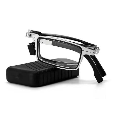Menn Ultra Light Titanium Materiale Skrueløse sammenleggbare anti-blå lesebriller 400 degrees square