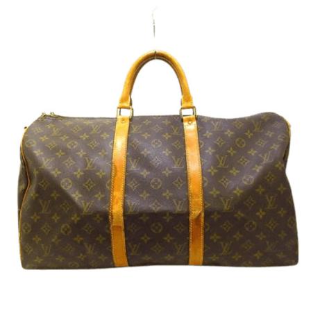 Louis Vuitton Vintage, Pre-owned Canvas Keepall Bruin, Dames, Maat:ONE Size,leer