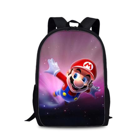 Tegneserie Ryggsekk Lett Vanntett Skoleveske Gave 17 Tommers Tegneserie Bærbar PC Ryggsekk (Mario)