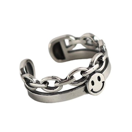 Vintage Smiley Face Ring Öppna Ringar Justerbar Smile Punk Ring Kvinna Flickor Smycken