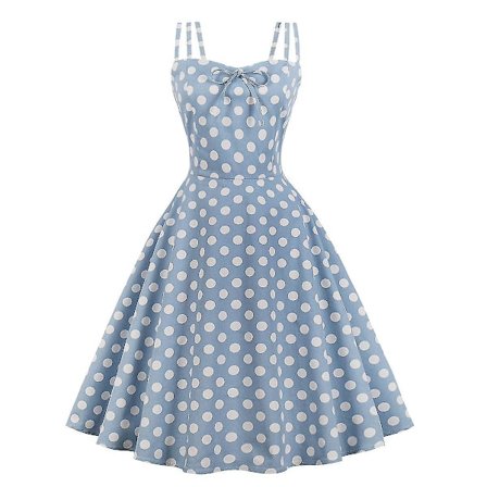 Hepburn Retro Rockabilly Ærmeløs Fest Swing Kjole Blå 4XL
