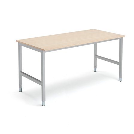 Arbeitstisch OPTION, 1600x800x720-900 mm, Birke, silber