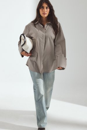 NA-KD Cuff Detail Cotton Shirt - Skjorter - Stribet - EU 40