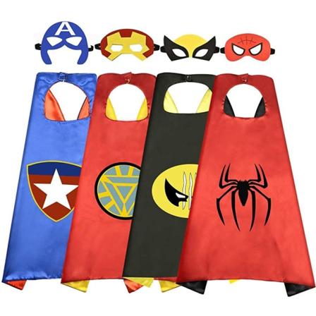 Halloween Kids Superhero Capes and Eyepatches Dress Up Superman 4 Cloak & Eyemask Sets