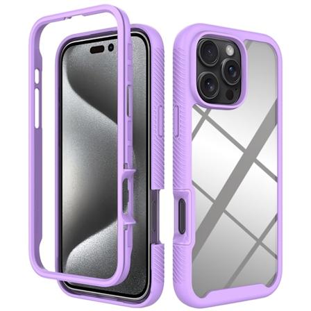 SKALO iPhone 16 Pro Max Iskunkestävä Clear Hybridi Suojakuori - Violetti Purple