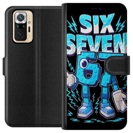 Yhteensopiva Lompakkokotelo Xiaomi Xiaomi Redmi Note 10 Pro Lelukas sininen kuvaus numeroilla Six Seven retro-arkadityyliä vahvalla typografialla ja