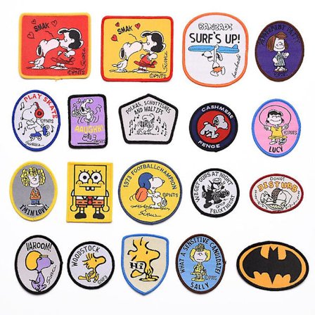 19 Overlock-stofmærker, armbånd med havelogo, badges, tøj uden tape-mærker