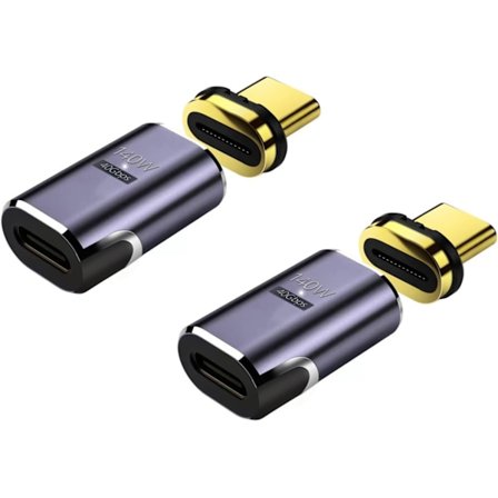 USB-C Magnetisk Adapter, PD 140W, 40 Gbps Dataöverföring, Magnetisk USB-C Adapter, Typ C Magnetisk Kontakt för Laptop Telefon HDTV