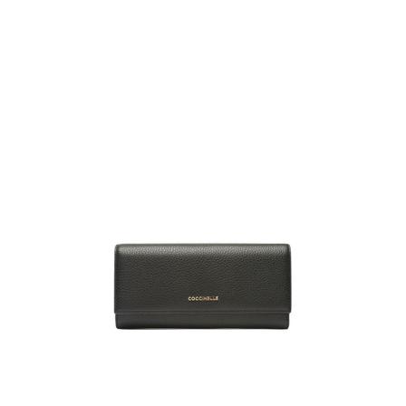 Coccinelle, Metallic Soft Wallet Czarny, Kobieta, Rozmiar: ONE Size
