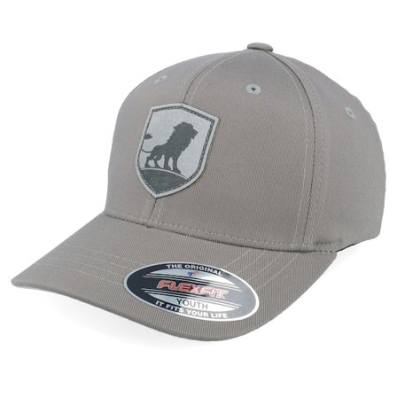 Kiddo Cap - Kids King On The Hill Lion Grey Flexfit Flexfit Grey Cap - @ Hatstore
