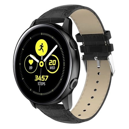 Samsung Galaxy Watch Active klockarmband i äkta läder med krokodil - Svart