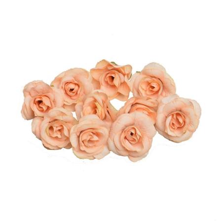 10 set 4 cm konstgjorda blomma sidenrosa blomhuvud för bröllopsfest heminredning (orange)