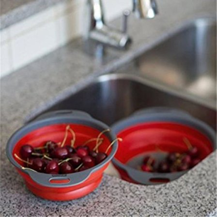 2 stk sammenleggbare silikonavløpskurver kjøkken sil