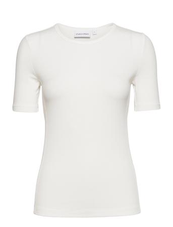 Modal Rib Crew Neck Top T-shirt Top Hvid Calvin Klein