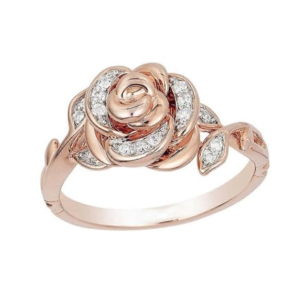 Dam Mode Strass Ros Blomma Hänge Halsband Örhängen Ring Smycken Gåva