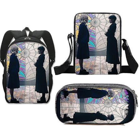 3kpl/setti Wednesday Addams ja Enid Nevermore College Reppu Goottilainen Olkalaukku Penaali Lahja