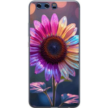 Kompatibelt Mobildeksel til Huawei P10 Irideserende blomst med glitrende kronblad i rosa lilla og gull mot myk bokeh bakgrunn