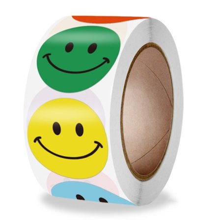 Leende ansikte klistermärke, 500 klistermärken, handgjorda färgade klistermärken, ba
