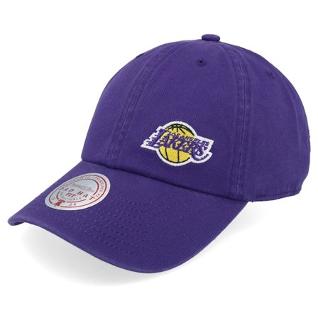 Mitchell & Ness - NBA Paars unconstructed Cap - Los Angeles Lakers Micro Lefty Strapback Purple Dad Cap @ Hatstore