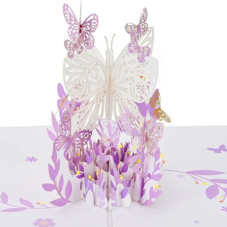 Butterfly Card with Pop-Up, Handmade 3D Greeting Card with Purple Butterfly, Birthday, Mother's Day, All Occasions