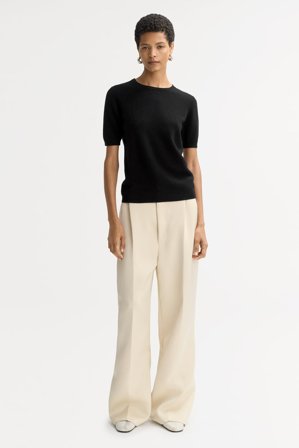 Soft Goat - Short sleeve crewneck - Kashmirtröja dam - S - Black