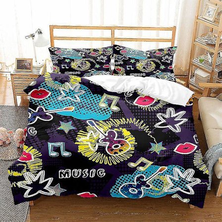 Street Graffiti -vuodevaatesetti Boho-pussilakanasetti King Queen -vuodevaatteet Q