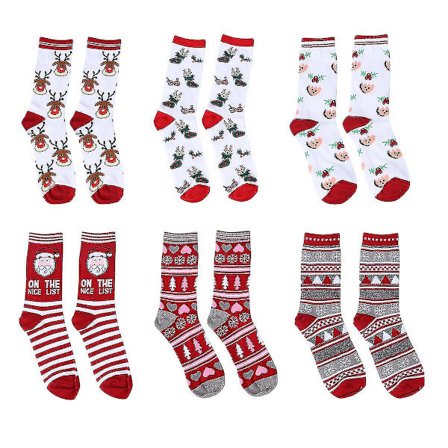 6 Ps Ly Xmas Socks Halvlängd strumpa