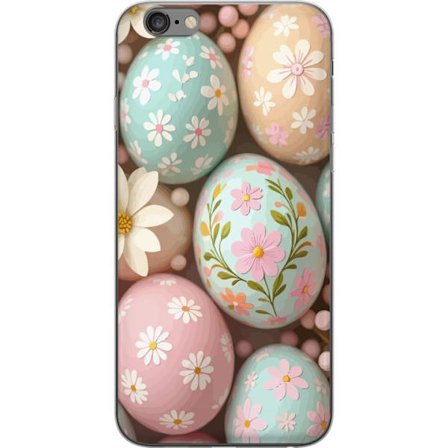 Yhteensopiva Puhelinkuori Apple iPhone 6 Plus Pastellivärisiä pääsiäismunia, joissa on käsimaalatut kukat ja keväinen tunnelma pehmeässä kori