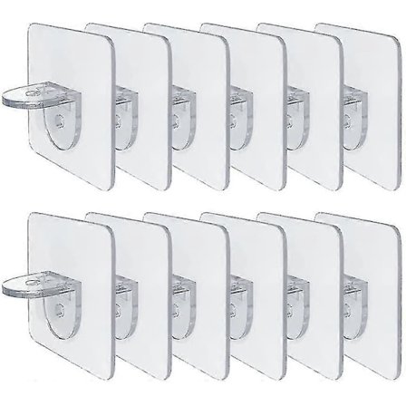 Ett paket med 12 hyllbärare Självhäftande hyllbärare för hylla Garderob Glashylla Hylla Förvaringsställ