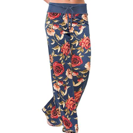 Dam Med Elastisk Midja Med Breda Ben Loungewear Randig Palazzo Byxa