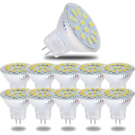 MR11 GU4 5W kylmän valkoiset LED-lamput, 6000K 600 Lumen LED-lamput, korvaavat 50W halogeenilamput, LED-lamput, ei himmennettävä, 120° valokeila, 10 