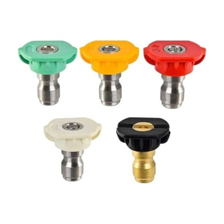 Pakke med 5 dyser, flad stråle, lige stråle og skum til PRO og DORSAL SPRØJTE, rød, orange, grøn, sort, hvid