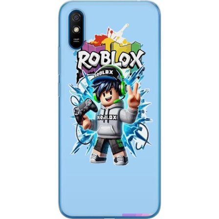 Kompatibelt Mobilskal till Xiaomi Xiaomi Redmi 9A Färgstark Roblox-karaktär med handkontroll och energifylld splash art design, perfekt för barnrum