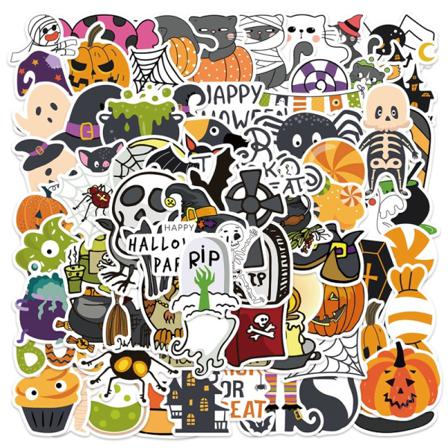 100 St Halloween-klistermärke Vattentät Bagageklistermärke