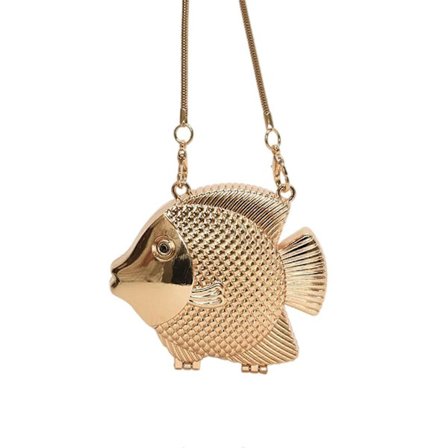 Crossbody Vesker Kveldsclutchveske for Kvinner Fiskeform Skulderveske Crossbody Veske Mote Håndveske Satchel Veske Gaver Sølv