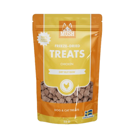 Mush - Treats Frysetørket Godbit med Kylling 55g - Hund - Hundegodbiter & tyggebein - Belønningsgodbiter for hund - ZOO.no