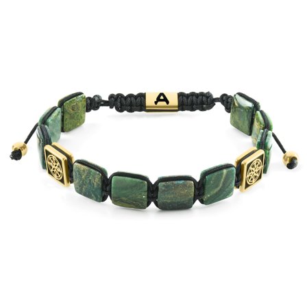 Elysian | Pulsera de cuentas planas de ojo de tigre verde dorado para hombres - Pulseras de perlas