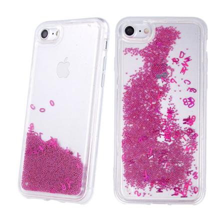 Flytande Glitterskal För Iphone Xs / X - Bokstäver & Rosa Rosa