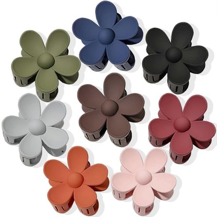 8 Kukka hiusklipsiä Suuret kukka hiusklipsit Söpöt liukumattomat hiusklipsit Daisy Claw paksuille ja ohuille hiuksille