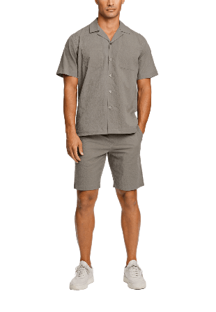 Lindbergh Seersucker shirt + shorts Skjortor Herr Grön XL