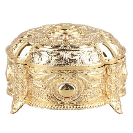 Metall smyckeskrin innovativt lätt lyxskal blomma rund förvaring för ring örhänge smycken guld