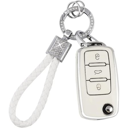 Nøglebeskyttelsescover til Volkswagen VW Bilnøglering Tiguan Jetta Beetle Passat Golf GTI Tilbehør Sød TPU Smart Keys Etui Skal Beskytter Bling 