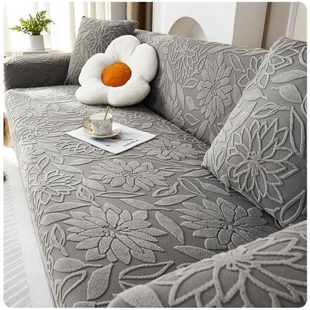 Sofföverdrag Bäddsoffa Tvättbart Skydd Lämplig 3-sits L-Form Halkfria Överdrag -Resistent Möbel 3-sits Grå