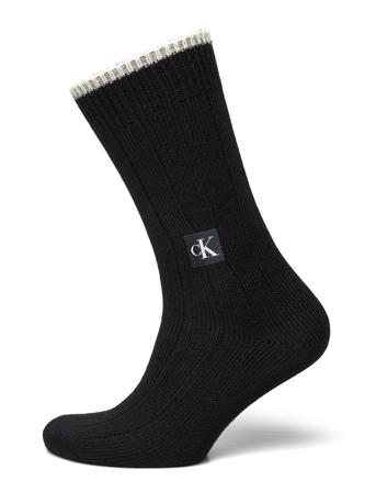 Ckj Men Sock 1P Icon Patch Underwear Socks Regular Socks Musta Calvin Klein