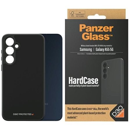 PanzerGlass HardCase med D3O Bio, Military Grade til Samsung Galaxy A55 5G - gennemsigtig/sort