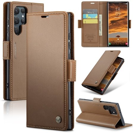 CaseMe Slim Wallet Case RFID-beskyttelse Samsung Galaxy S25 Ultra Brun